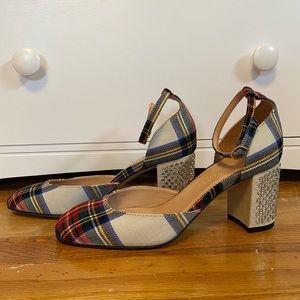 JCrew Maisie Studded Heels in Stewart Tartan size 7